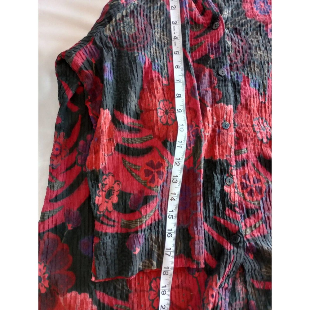 Chico’s design blouse Silk Size 3 XL Vtg Long Sleeves Buttoned 3/4 Sleeve Floral - Picture 5 of 10